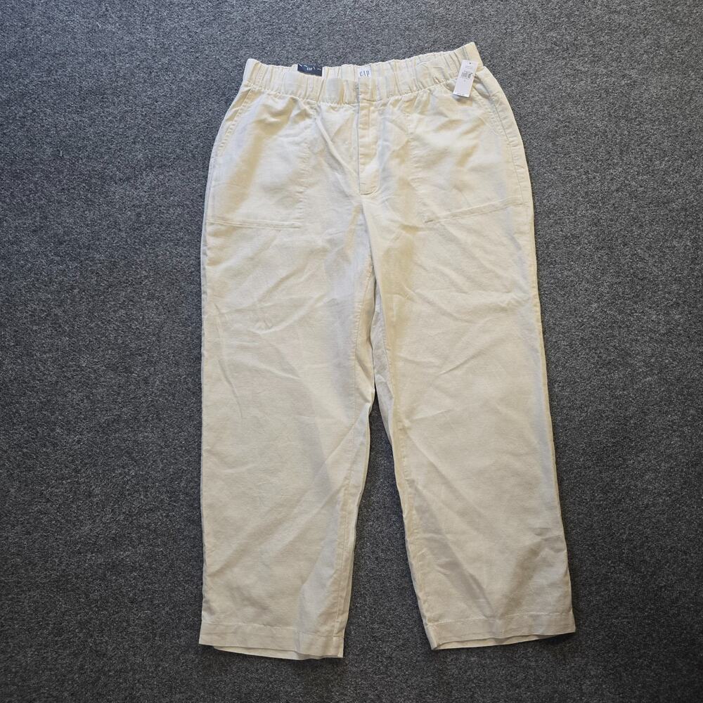 GAP Pants Womens Size Large Off White Straight Leg Linen Blend Cropped Casual